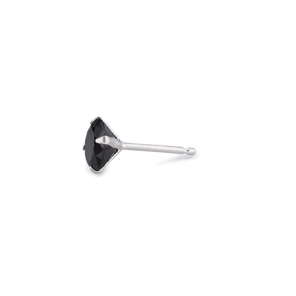 Pendientes 1ud Plata Circonita negro Ø7 mm
