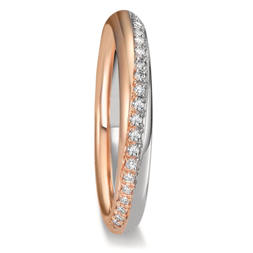 Anillo de pareja 750/oro blanco de 18 quilates, 750/oro rosa de 18 quilates Diamante 0.10 ct, 20 piedras, tw-vsi