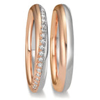 Anillo de pareja 750/oro blanco de 18 quilates, 750/oro rosa de 18 quilates