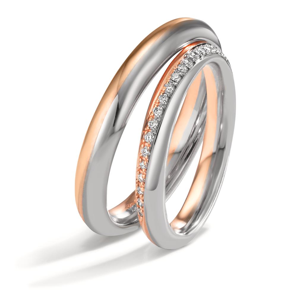 Anillo de pareja 750/oro blanco de 18 quilates, 750/oro rosa de 18 quilates