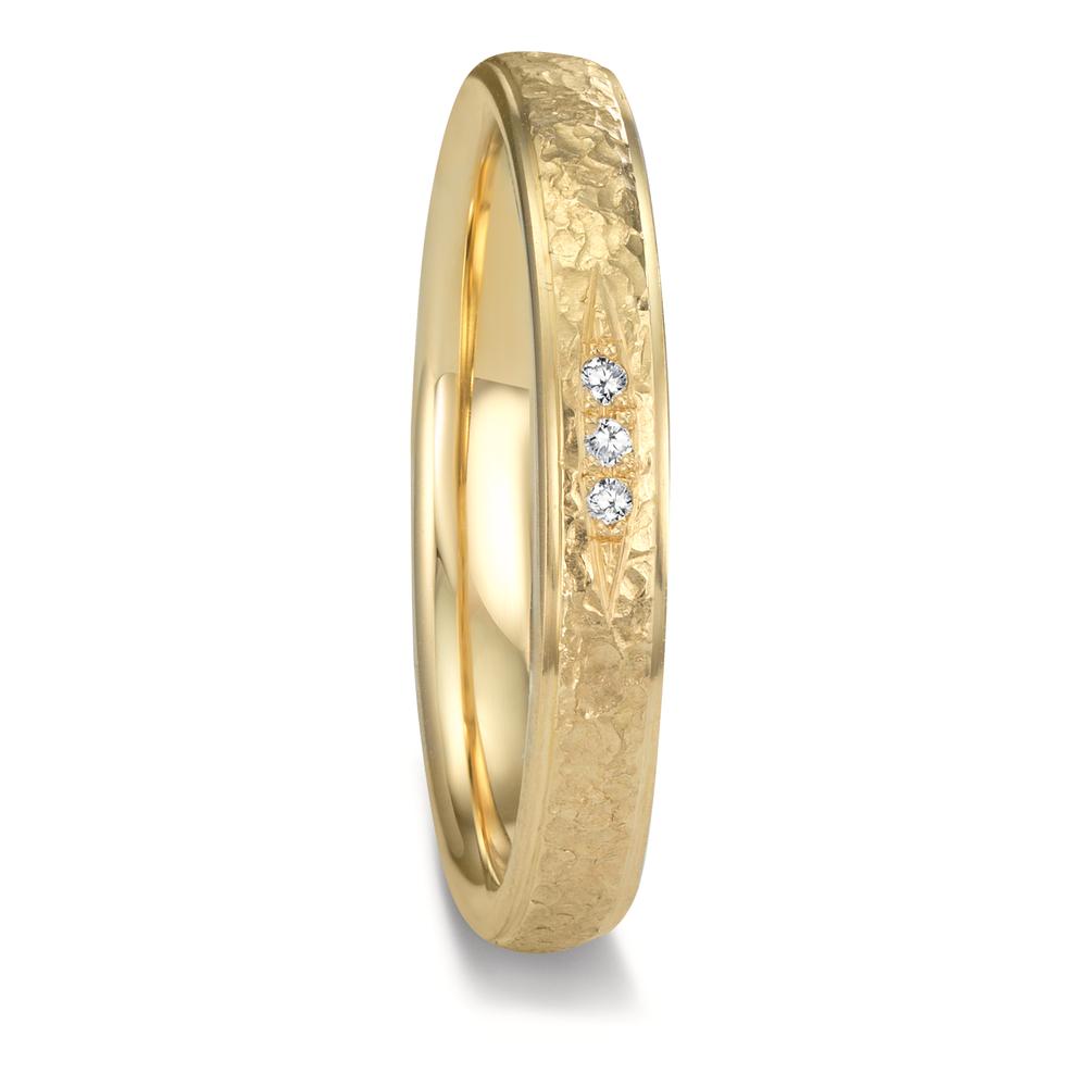 Anillo de pareja 750/oro amarillo de 18 quilates Diamante 0.015 ct, 3 piedras, tw-vsi
