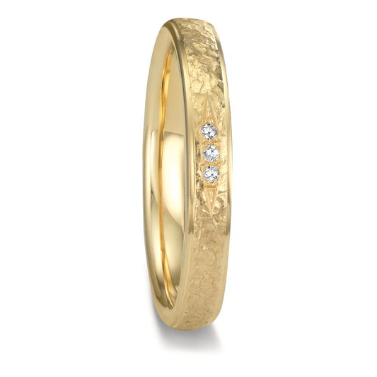 Anillo de pareja 750/oro amarillo de 18 quilates Diamante 0.015 ct, 3 piedras, tw-vsi