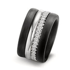 Juego de anillos 750/oro blanco de 18 quilates, Carbón Circonita