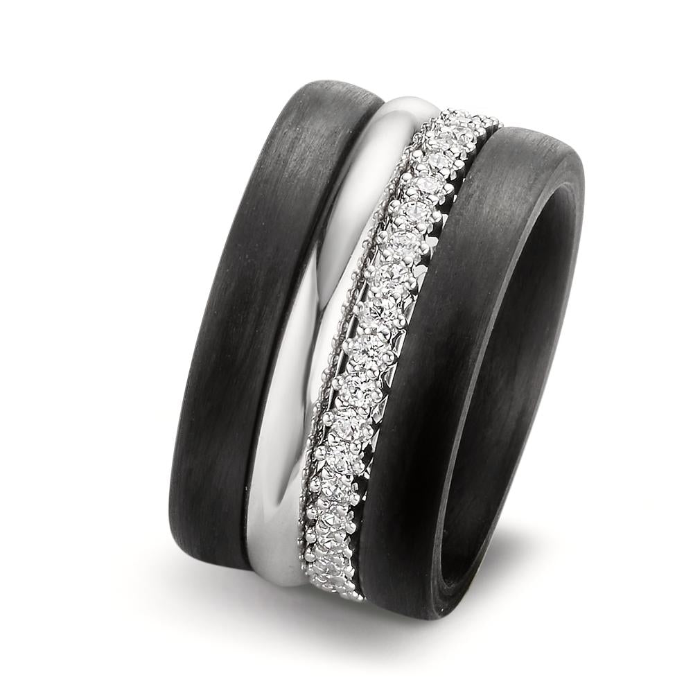Juego de anillos 750/oro blanco de 18 quilates, Carbón Circonita