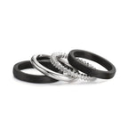 Juego de anillos 750/oro blanco de 18 quilates, Carbón Circonita