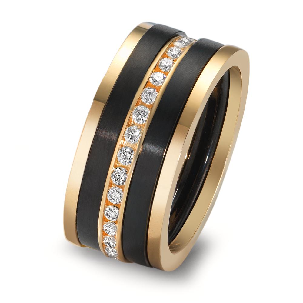 Juego de anillos 750/oro amarillo de 18 quilates, Titanio Diamante 0.50 ct, w-si