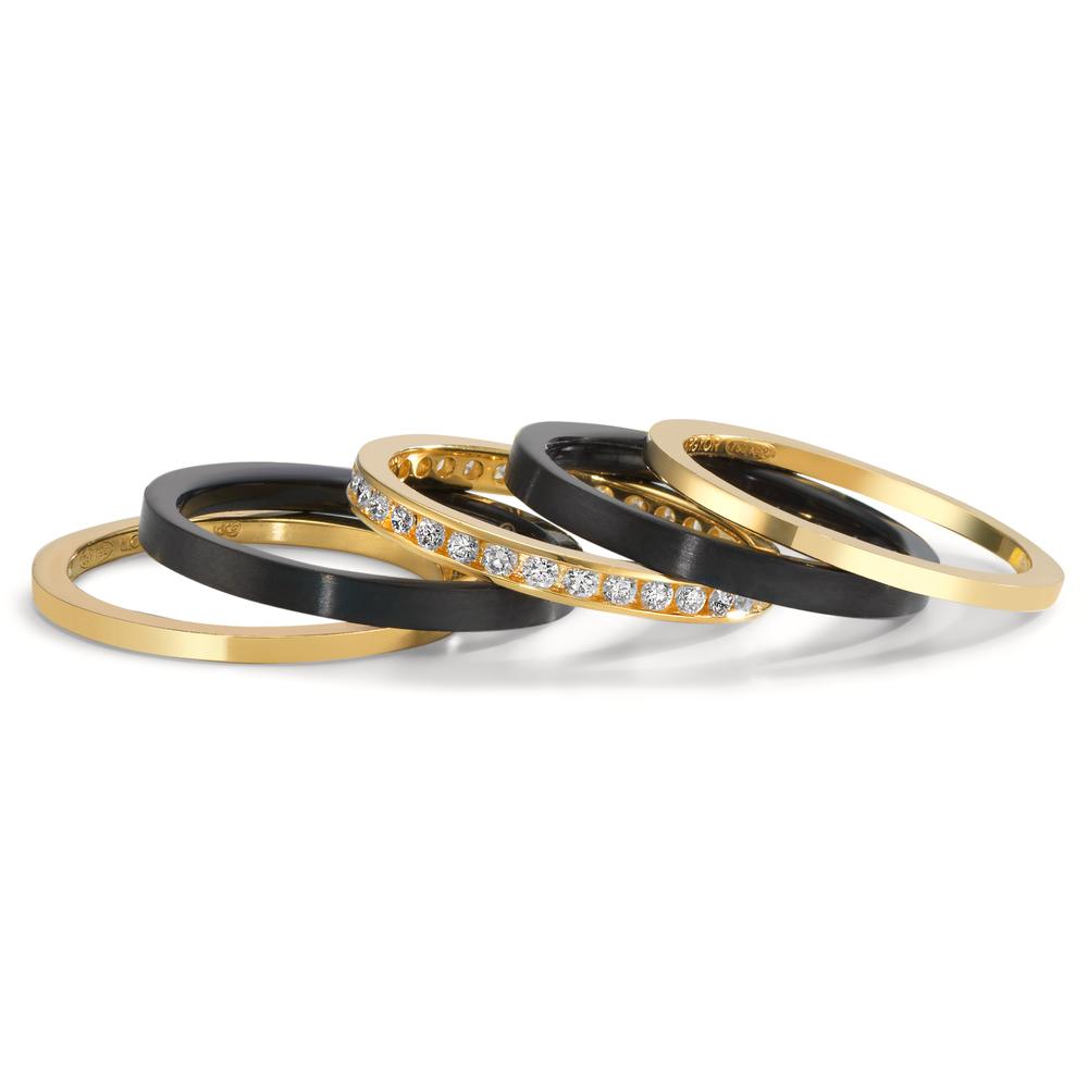 Juego de anillos 750/oro amarillo de 18 quilates, Titanio Diamante 0.50 ct, w-si