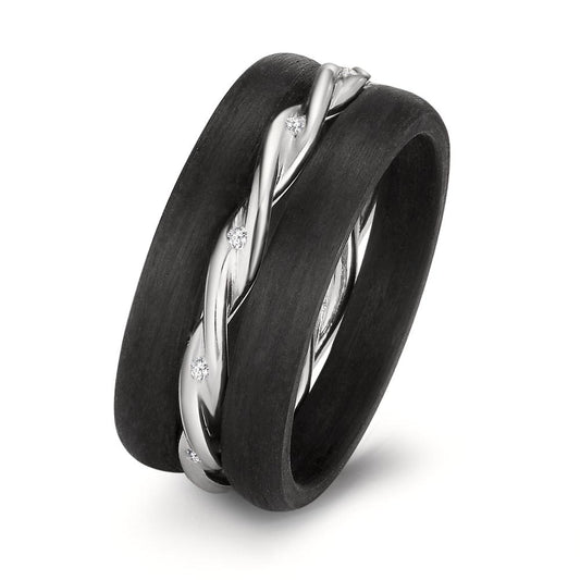 Juego de anillos 750/oro blanco de 18 quilates, Carbón Diamante 0.045 ct, 9 piedras, w-si