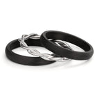 Juego de anillos 750/oro blanco de 18 quilates, Carbón Diamante 0.045 ct, 9 piedras, w-si