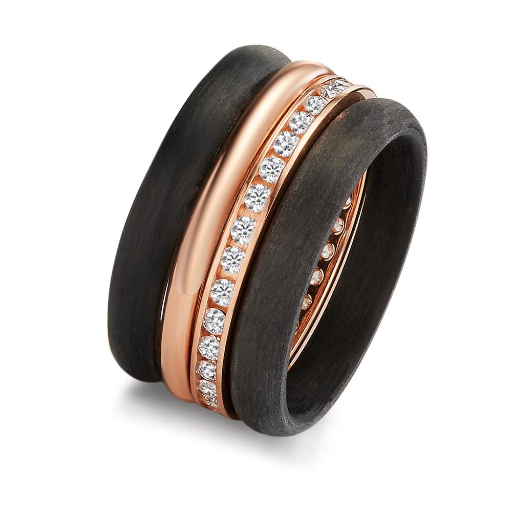 Juego de anillos 750/oro rojo de 18 quilates, Carbón Diamante 0.50 ct, w-si