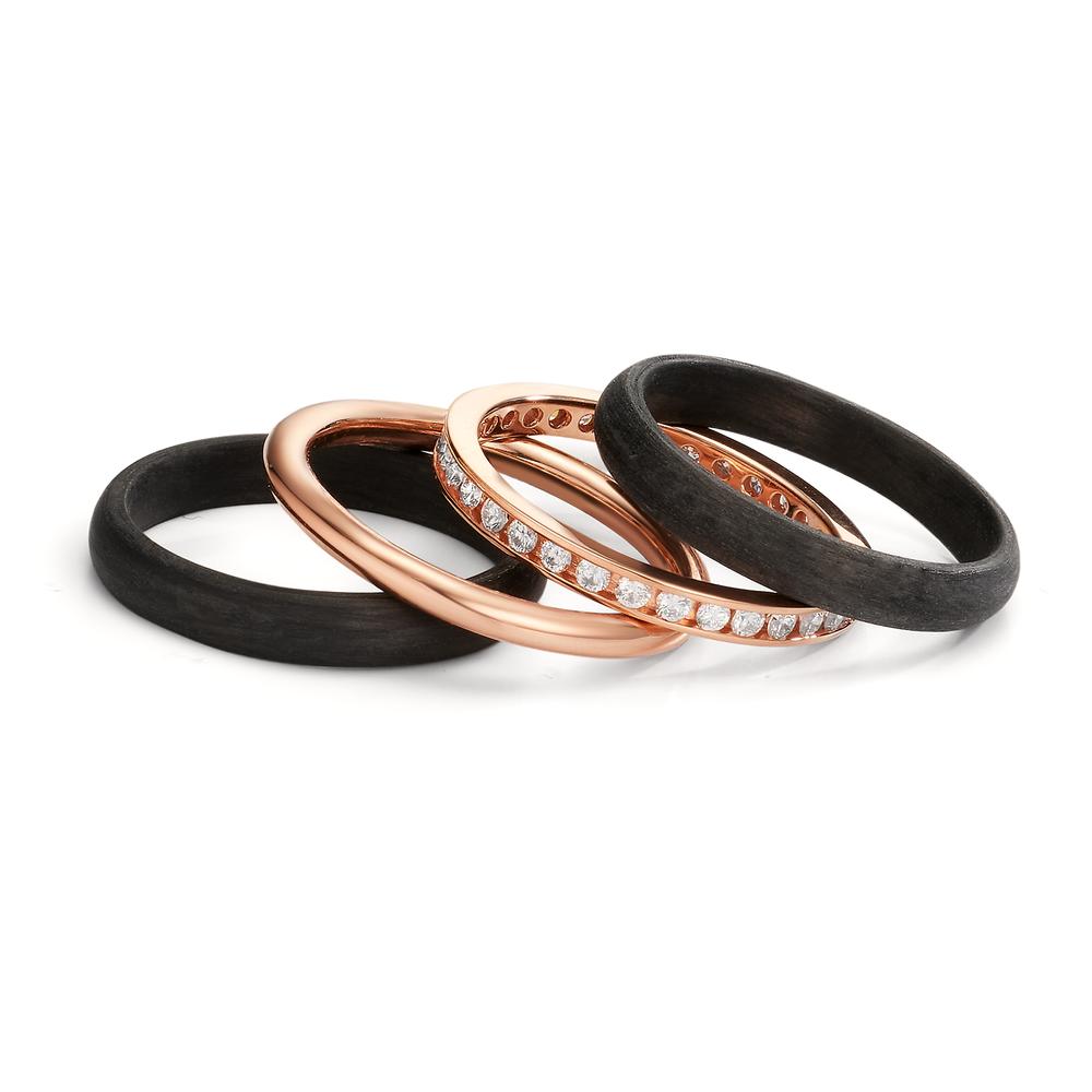 Juego de anillos 750/oro rojo de 18 quilates, Carbón Diamante 0.50 ct, w-si