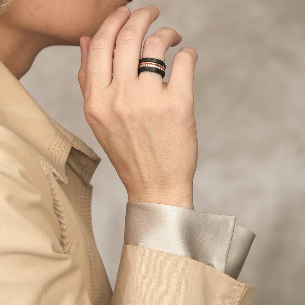 Juego de anillos 750/oro rojo de 18 quilates, Carbón Diamante 0.50 ct, w-si