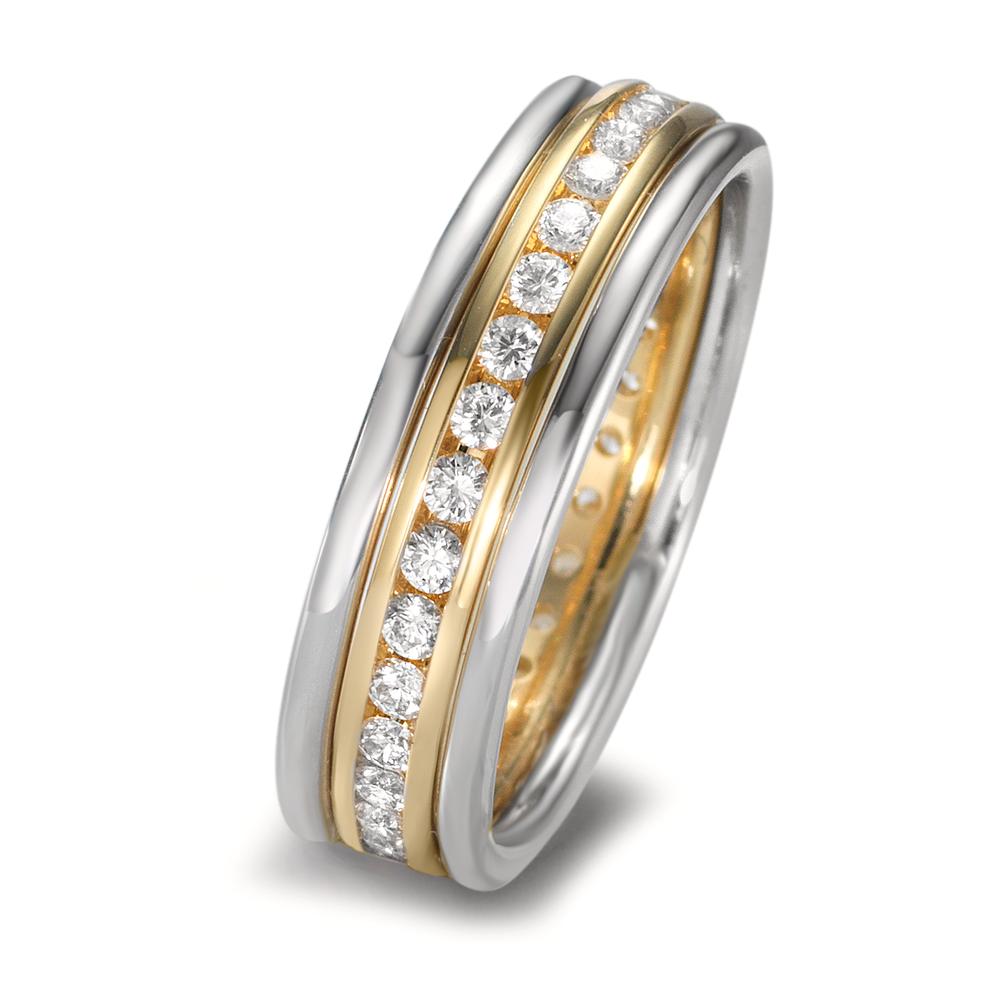 Juego de anillos 750/oro amarillo de 18 quilates, 750/oro blanco de 18 quilates Diamante 0.50 ct, w-si