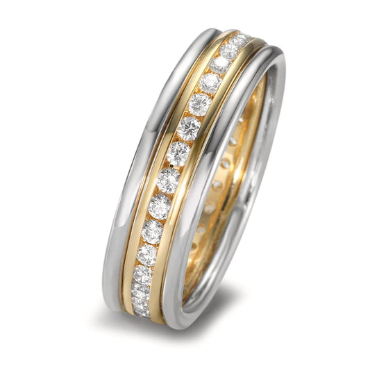 Juego de anillos 750/oro amarillo de 18 quilates, 750/oro blanco de 18 quilates Diamante 0.50 ct, w-si