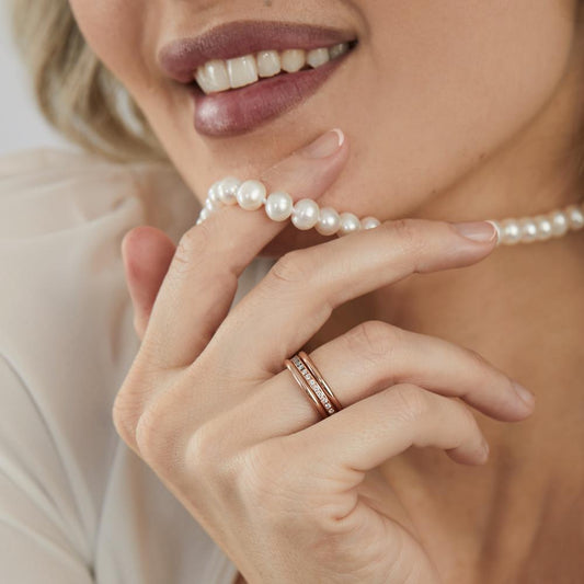 Juego de anillos 750/oro rojo de 18 quilates Diamante 0.50 ct, w-si