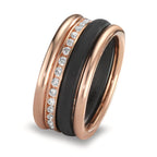 Juego de anillos 750/oro rojo de 18 quilates, Carbón Diamante w-si