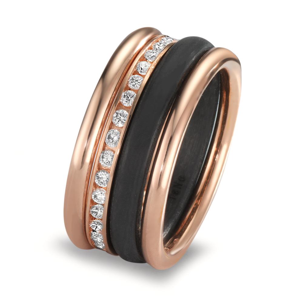 Juego de anillos 750/oro rojo de 18 quilates, Carbón Diamante w-si