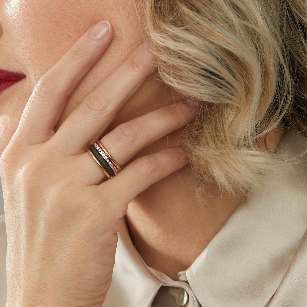 Juego de anillos 750/oro rojo de 18 quilates, Carbón Diamante w-si