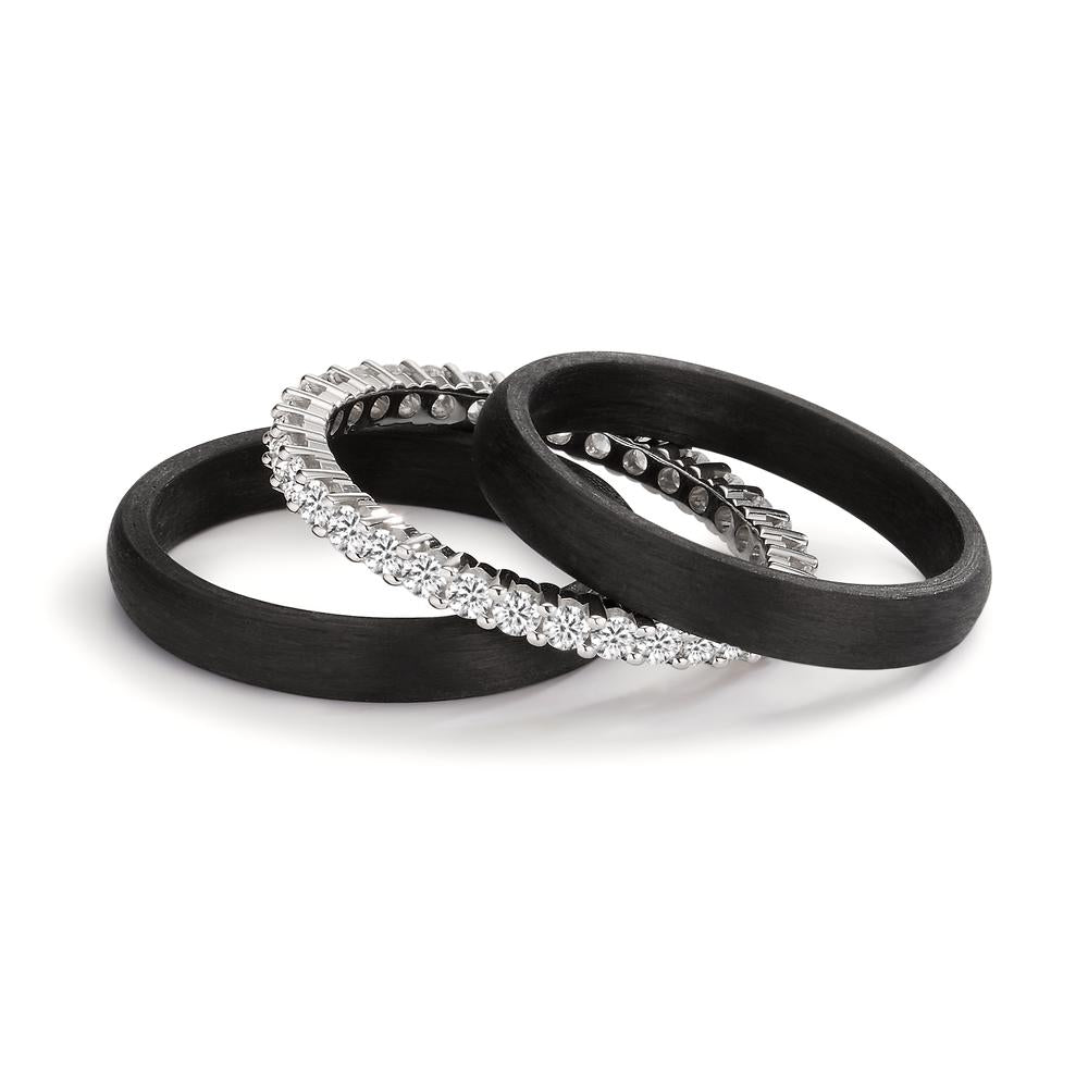 Juego de anillos 750/oro blanco de 18 quilates, Carbón Diamante 0.75 ct, w-si