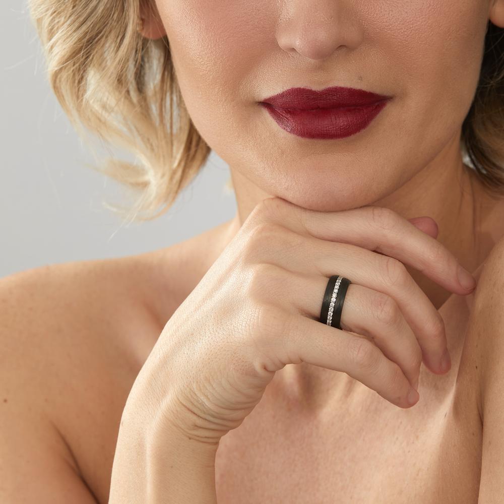 Juego de anillos 750/oro blanco de 18 quilates, Carbón Diamante 0.75 ct, w-si