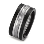 Juego de anillos 750/oro blanco de 18 quilates, Titanio Diamante 0.014 ct, w-si