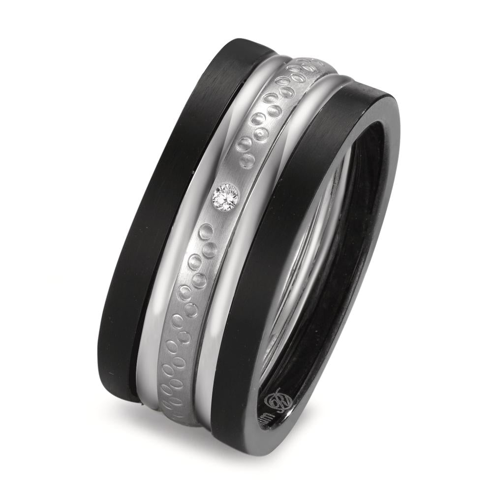 Juego de anillos 750/oro blanco de 18 quilates, Titanio Diamante 0.014 ct, w-si