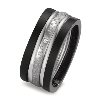 Juego de anillos 750/oro blanco de 18 quilates, Titanio Diamante 0.014 ct, w-si