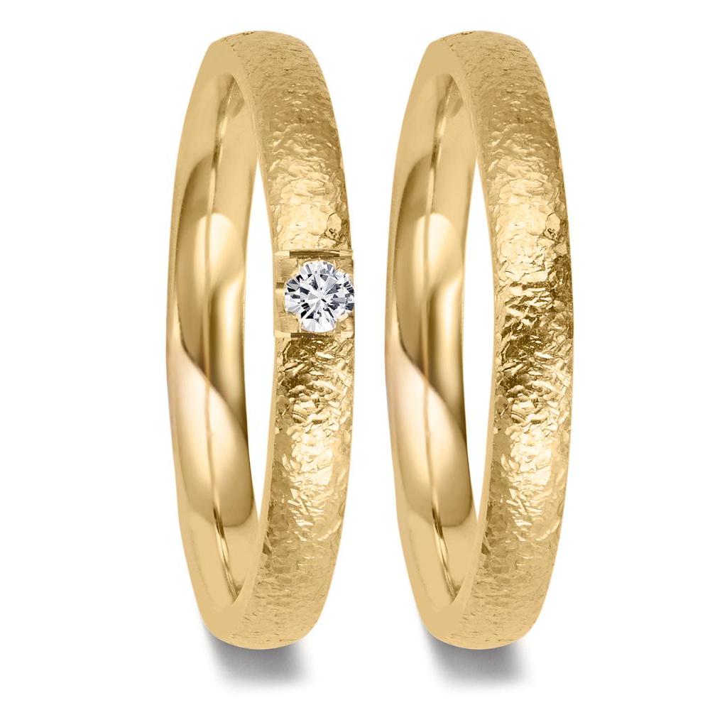 Anillo de pareja 750/oro amarillo de 18 quilates Diamante 0.09 ct, w-vsi