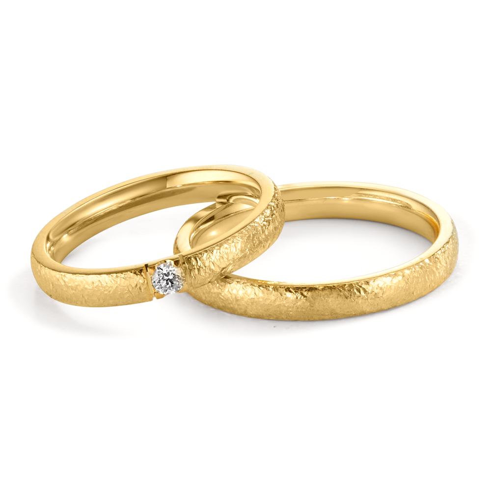 Anillo de pareja 750/oro amarillo de 18 quilates Diamante 0.09 ct, w-vsi