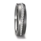 Anillo de pareja Circonio, Oro blanco de 585/14 kt., Titanio Diamante 0.238 ct, w-si
