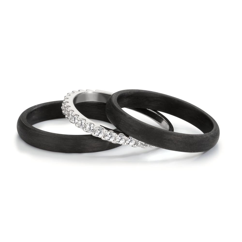 Juego de anillos Oro blanco de 375/9 quilates, Carbón