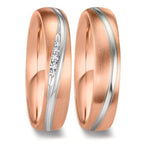 Anillo de pareja 750/oro blanco de 18 quilates, 750/oro rojo de 18 quilates Diamante 0.036 ct, 5 piedras, w-si