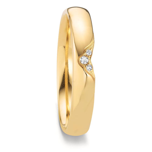 Anillo de pareja 750/oro amarillo de 18 quilates Diamante 0.025 ct, 3 piedras, tw-vsi