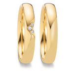 Anillo de pareja 750/oro amarillo de 18 quilates Diamante 0.025 ct, 3 piedras, tw-vsi