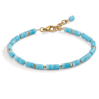 Pulsera Acero inoxidable Amazonita Amarillo Recubierto de IP