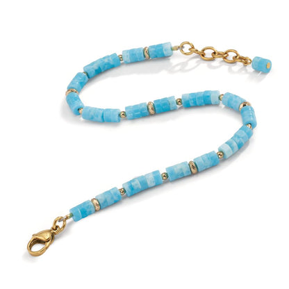 Pulsera Acero inoxidable Amazonita Amarillo Recubierto de IP