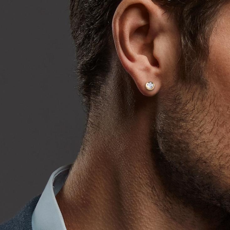 Pendientes 1ud 750/oro amarillo de 18 quilates Circonita Ø3 mm