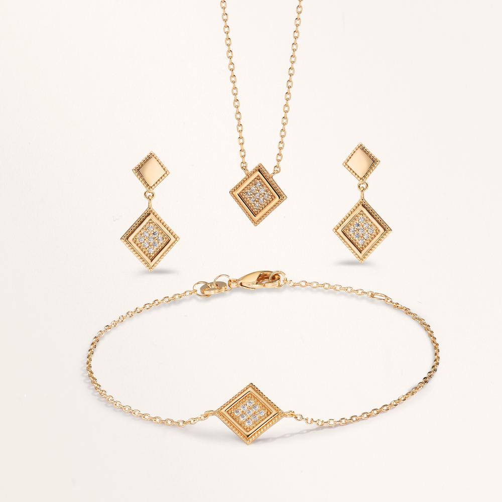 Pulsera Bronce Circonita 9 piedras Dorado 16-18 cm