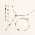 Pendientes Bronce Venturina 10 piedras Dorado