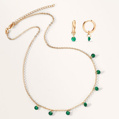Aros con colgante Bronce Circonita verde