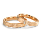 Anillo de pareja 750/oro rosa de 18 quilates Diamante 0.012 ct, 3 piedras, w-si