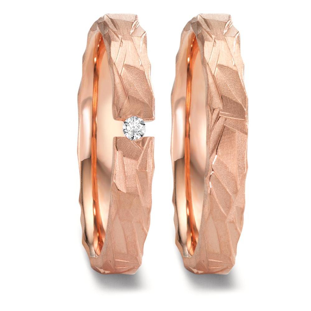 Anillo de pareja 750/oro rojo de 18 quilates Diamante 0.05 ct, w-si