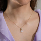 Collar con colgante 750/oro amarillo de 18 quilates, 750/oro blanco de 18 quilates Diamante blanco, 0.01 ct, 2 piedras, [Brillant], w-si Perla cultivada de agua dulce blanco, 10 mm 40-42 cm