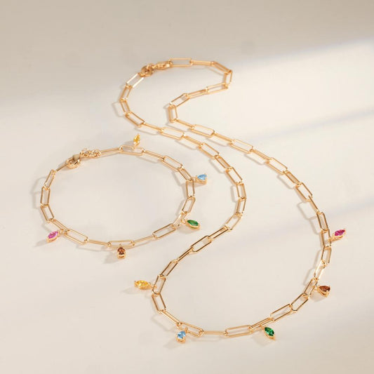 Collar Bronce Circonita vistoso, 5 piedras