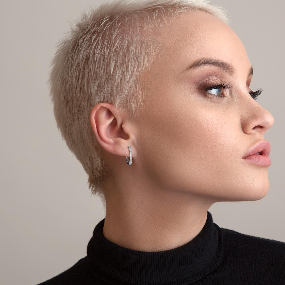 Aro con bisagra 750/oro blanco de 18 quilates Diamante 0.25 ct, 84 piedras, w-si