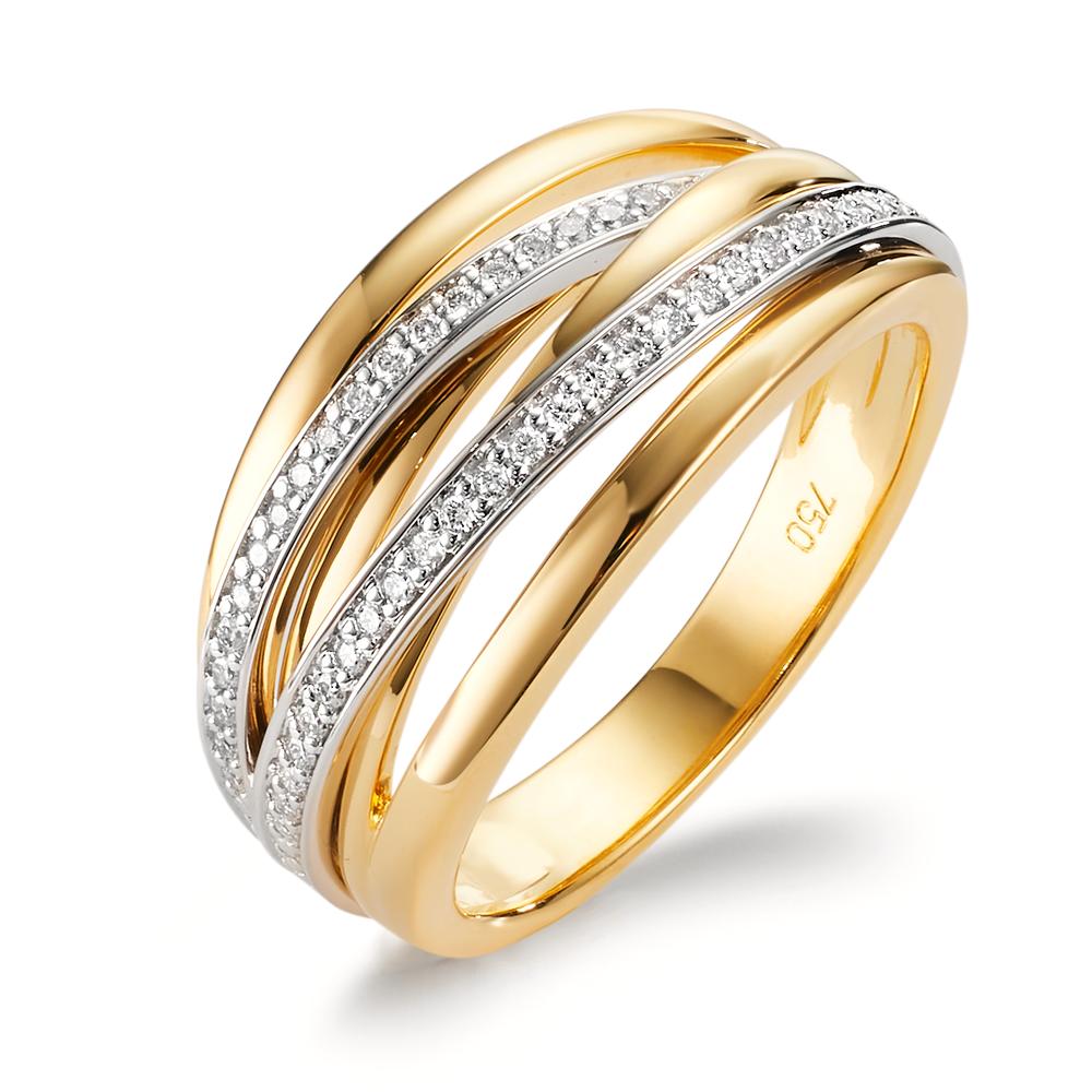 Anillo de dedo 750/oro amarillo de 18 quilates, 750/oro blanco de 18 quilates Diamante 0.16 ct, w-si