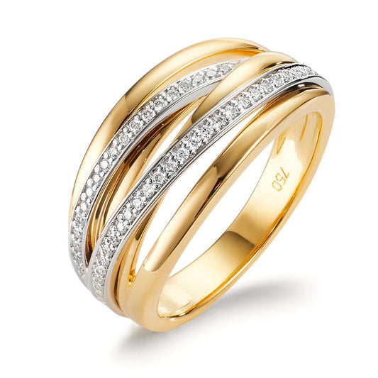 Anillo de dedo 750/oro amarillo de 18 quilates, 750/oro blanco de 18 quilates Diamante 0.16 ct, w-si
