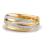 Anillo de dedo 750/oro amarillo de 18 quilates, 750/oro blanco de 18 quilates Diamante 0.16 ct, w-si