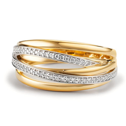 Anillo de dedo 750/oro amarillo de 18 quilates, 750/oro blanco de 18 quilates Diamante 0.16 ct, w-si