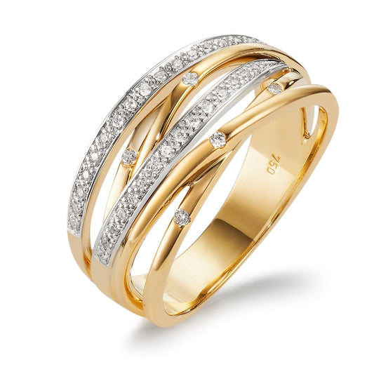 Anillo de dedo 750/oro amarillo de 18 quilates, 750/oro blanco de 18 quilates Diamante 0.16 ct, w-si